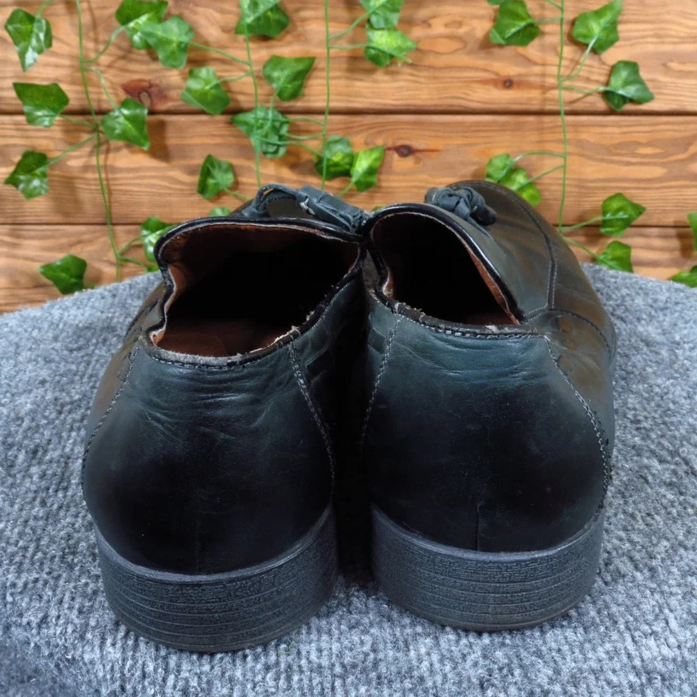 Robert Wayne Calahan Mens Size 12‎ Black Leather Tassel Loafer Dress Shoes
